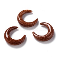 Synthetic Goldstone Beads, No Hole, for Wire Wrapped Pendant Making, Double Horn/Crescent Moon, 31x28x6.5mm(G-J366-06A)