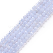 Natural Blue Lace Agate Beads Strands, Faceted, Round, 3.5~4mm, Hole: 0.6mm, about 109~110pcs/strand, 15.28''(38.8~39.2cm)(G-D463-04)