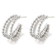 Brass Stud Earrings with Glass, Split Earrings, Platinum, 18x9mm(EJEW-K264-01P)