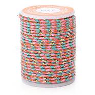 4-Ply Polycotton Cord Metallic Cord, Handmade Macrame Cotton Rope, for String Wall Hangings Plant Hanger, DIY Craft String Knitting, Colorful, 1.5mm, about 4.3 yards(4m)/roll(OCOR-Z003-D32)