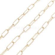 Brass Textured Oval Link Chains, Unwelded, with Spool, Real 18K Gold Plated, 12.5x5x0.8mm(CHC-M025-26B-G)