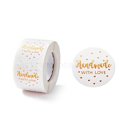 Thank You Stickers Roll, Flat Round Paper Gift Tag Stickers, Adhesive Labels Stickers, Gold, 4.2cm, Stickers: 38x0.1mm, about 500pcs/roll(DIY-O021-10)