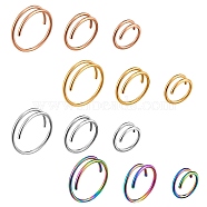12Pcs 12 Style Double Nose Ring for Single Piercing, Spiral 316 Surgical Stainless Steel Nose Ring for Women, Piercing Body Jewelry, Mixed Color, 8~12x1~3mm, Inner Diameter: 6~10mm, 1pc/style(AJEW-SZ0002-19)