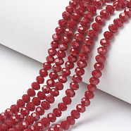 Opaque Solid Color Glass Beads Strands, Faceted, Rondelle, FireBrick, 8x6mm, Hole: 1mm, about 72pcs/strand, 16.14 inch(41cm)(EGLA-A034-P8mm-D02)