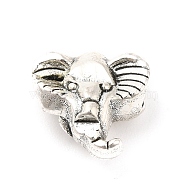 Tibetan Style Alloy Beads, Elephant, Antique Silver, 11x11.5x6.5mm, Hole: 3.4mm, about 304pcs/500g(PALLOY-P293-104AS)