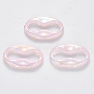 Transparent Acrylic Linking Rings, AB Color Plated, Imitation Gemstone Style, Oval, Pink, 34.5x21x5.5mm, Inner Diameter: 26.5x9mm(TACR-T016-02E)