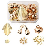 DIY Earrings Making Kit, Including Nugget & Flower & Arch Iron Pendants, Brass Earring Hooks & Ear Nuts, Light Gold, 36Pcs/box(DIY-YW0006-57)