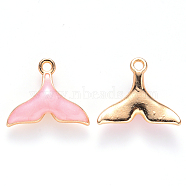 Alloy Enamel Pendants, Whale Tail Shape, Light Gold, Pink, w(X-ENAM-S121-060B)