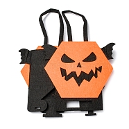 Devil Felt Halloween Candy Bags with Handles, Halloween Treat Gift Bag Party Favors for Kids, Orange, 23cm, Bag: 12.4x16.6x7.9cm(HAWE-K001-01B)