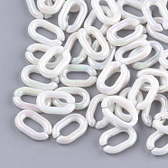 Acrylic Imitation Pearl Linking Rings, Quick Link Connectors, For Jewelry Chains Making, AB Color, Oval, Seashell Color, 14.5x9.5x3mm(OACR-S024-36A)