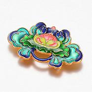 Alloy Enamel Multi-Strand Links, Flower, Golden, Colorful, 24x41x2mm, Hole: 2mm(ENAM-G046-01)