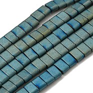 Electroplated Non-magnetic Synthetic Hematite Beads Strands, Rectangle, Matte Style, 2-Hole, Light Steel Blue, 6x4x3mm, Hole: 1.2mm, about 99pcs/strand, 15.55 inch(39.5cm)(G-C106-B01-03B)