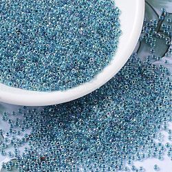 MIYUKI Round Rocailles Beads, Japanese Seed Beads, (RR279) Marine Blue Lined Crystal AB, 11/0, 2x1.3mm, Hole: 0.8mm, about 1100pcs/bottle, 10g/bottle(SEED-JP0008-RR0279)