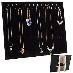 28 Golden Hooks Velvet Necklace Display Board, Rectangle Jewelry Display Organizer Holder for Necklace Storage, Black, 37.4x30.4x0.6cm(NDIS-WH0016-02)