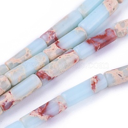 Synthetic Imperial Jasper Beads Strands, Dyed, Column, Light Blue, 13~15x4.5mm, Hole: 1mm, about 28~29pcs/strand, 14.96 inch~15.5 inch(38~39.5cm)(X-G-L496-A07)