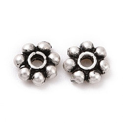 925 Sterling Silver Bead Caps, Multi-petal, Antique Silver, 5x1.5mm, Hole: 1.6mm, about 60Pcs/10g(STER-D036-20AS-01)