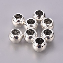 Large Hole Beads, Alloy European Beads, Lead Free and Cadmium Free, Round, Antique Silver, about 8.5mm long, 11.5mm wide, hole: 6.5mm(LF9698Y)