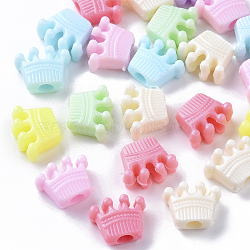 Opaque Polystyrene Plastic Beads, Crown, Mixed Color, 10.5x13x6mm, Hole: 3.5mm, about 100pcs/50g(X-KY-I004-16)