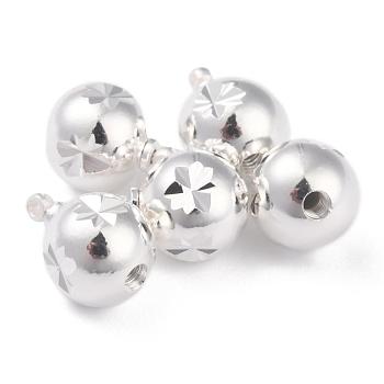 Brass Beads, Long-Lasting Plated, Round, 925 Sterling Silver Plated, 12.5x9.5~10mm, Hole: 1.4mm