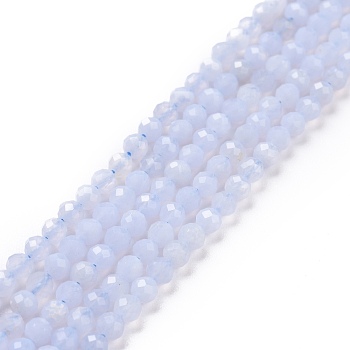Natural Blue Lace Agate Beads Strands, Faceted, Round, 3.5~4mm, Hole: 0.6mm, about 109~110pcs/strand, 15.28''(38.8~39.2cm)