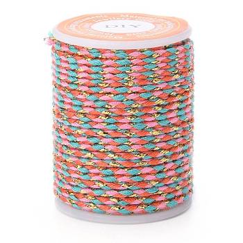 4-Ply Polycotton Cord Metallic Cord, Handmade Macrame Cotton Rope, for String Wall Hangings Plant Hanger, DIY Craft String Knitting, Colorful, 1.5mm, about 4.3 yards(4m)/roll
