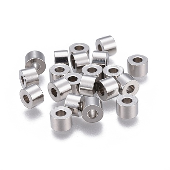 201 Stainless Steel Beads, Column, Stainless Steel Color, 6x4mm, Hole: 2.5mm