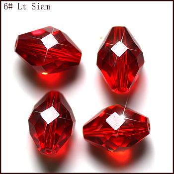 Imitation Austrian Crystal Beads, Grade AAA, Faceted, Bicone, Red, 8x11mm, Hole: 0.9~1mm