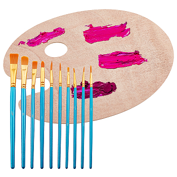 Gorgecraft Painting Tools, Wooden Color Palette and Art Brushes, Mixed Color, 29.8x19.9x0.25cm, Hole: 30.5x44.5mm, 1pc