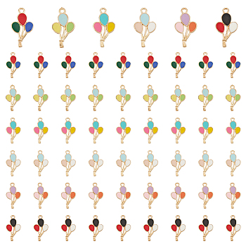 Elite 60Pcs 6 Colors Alloy Enamel Pendants, Balloon Charms, Mixed Color, 23.5x13x1.5mm, Hole: 1.8mm, 10pcs/color