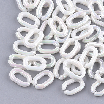 Acrylic Imitation Pearl Linking Rings, Quick Link Connectors, For Jewelry Chains Making, AB Color, Oval, Seashell Color, 14.5x9.5x3mm