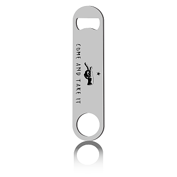 430 Stainless Steel Bottle Openers, Laser Cut, Rectangle, Gesture & Word Pattern, Word, 178x40x2mm