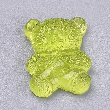 Resin Cabochons, Bear, Green Yellow, 22x17x9mm