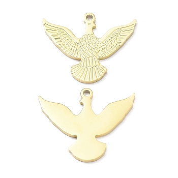 Ion Plating(IP) 316L Surgical Stainless Steel Pendants, Bird Charm, Real 18K Gold Plated, 20.5x25x1.3mm, Hole: 1.6mm