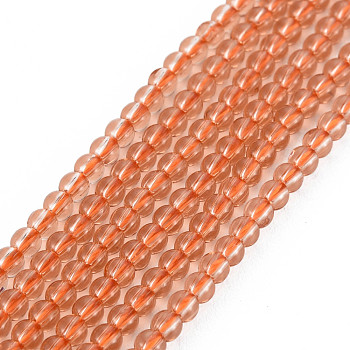 Glass Beads Strands, Round, Light Salmon, 2mm, Hole: 0.6mm, about 185~206pcs/strand, 14.37~14.76 inch(36.5~37.5cm)