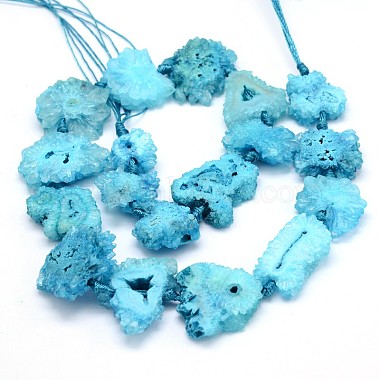 Dyed Natural Druzy Geode Agate Nugget Bead Strands(G-M218-02B)-3