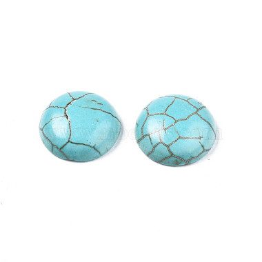 Craft Findings Dyed Synthetic Turquoise Gemstone Flat Back Dome Cabochons(TURQ-S266-20mm-01)-2