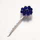 Brass Electroplate Glass Bead Flower Hair Bobby Pins(PHAR-JH00048)-2