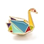 Origami Swan Enamel Pin, Cute Animal Alloy Enamel Brooch for Children Student Women Gift, Golden, Colorful, 18x21x10.5mm