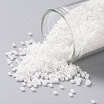 TOHO Round Seed Beads, Japanese Seed Beads, (401) Opaque AB White, 15/0, 1.5mm, Hole: 0.7mm, about 3000pcs/bottle, 10g/bottle(SEED-JPTR15-0401)