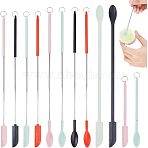 Silicone Flex Spatulas, Non-stick Spoonula, with Iron Split Ring, for Jam, Cosmetics, Mixed Color(AJEW-OC0003-58)