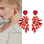 1 Pair Resin Wing Dangle Stud Earrings, Alloy Long Drop Earrings, Left and Right, FireBrick, 67x24mm(EJEW-LP0001-23B)
