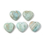 Natural Hemimorphite Pendants, Heart Charms, 26.5~27.5x27~27.5x7.5mm, Hole: 1.6mm(G-Z118-02)
