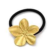 304 Stainless Steel Hair Ties, with Nylon Cord, Flower, Golden, Inner Diameter: 45mm(OHAR-G017-05G)