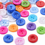 2-Hole Resin Buttons, Flat Round, Mixed Color, 13.5x2mm, Hole: 1.6mm(BUTT-N018-015)