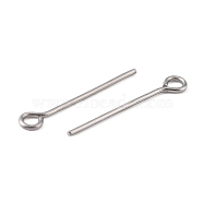 304 Stainless Steel Eye Pin, Stainless Steel Color, 24 Gauge(0.5mm), 29x0.5mm, Hole: 2mm(STAS-I318-A16-P)