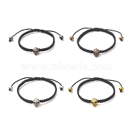 4Pcs 4 Color Synthetic Hematite & Alloy Skull Braided Bead Bracelets Set, Stackable Adjustable Bracelets for Women, Mixed Color, Inner Diameter: 2~3-1/8 inch(5~8cm), 1Pc/color(BJEW-JB09215)