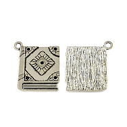 Tibetan Style Zinc Alloy Pendant Rhinestone Settings, Book, Lead Free & Cadmium Free, Antique Silver, 26x21.7x2mm, Hole: 2.5mm, Fit for 1mm Rhinestone, about 138pcs/500g(TIBEP-R334-178AS-RS)