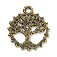 Tibetan Style Alloy Pendants, Lead Free & Cadmium Free, Tree of Life, Antique Bronze, 17.5x15.5x1.5mm, Hole: 2mm(TIBE-I026-5975AB)