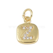 Rack Plating Brass Micro Pave CLear Cubic Zirconia Charms, with Jump Rings, Cadmium Free & Lead Free, Long-Lasting Plated, Real 18K Gold Plated, Letter Z, 11.5x9x1.5mm, Hole: 2.8mm(KK-E110-14G-Z)