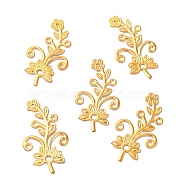 Iron Filigree Joiners, Etched Metal Embellishments, Flower, Golden, 40x22x1mm, Hole: 1.6mm & 2.4mm(FIND-B020-12G)